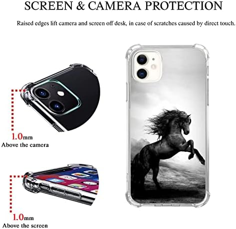 VusbvelNot Black Horse Caixa Compatível com iPhone 12 e iPhone 12 Pro, cool Wild Horse Case para iPhone 12 e iPhone 12 Pro para adolescentes homens e mulheres