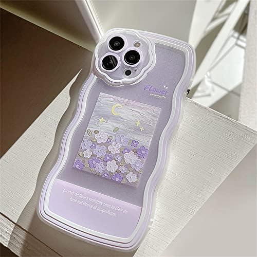 Fycyko Compatível com iPhone 7/8/se Caixa com Flor Purple Flower Floral Pattern Design estético Mulheres adolescentes
