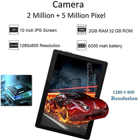 Tablet 10,1 polegadas Android 3G Telefone Tablets com 32 GB de armazenamento Dual SIM Câmera 5MP Câmera, Wi -Fi, Bluetooth, GPS, Quad