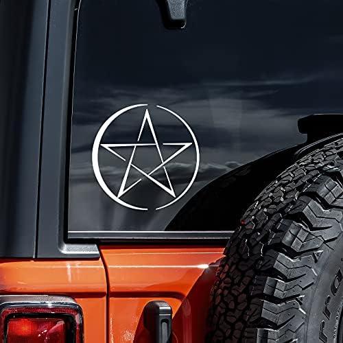 Pentagrama de adesivo de vinil de decalque Automóvel laptop de parede de caminhão de carro | Branco | 5,5 x 5,5