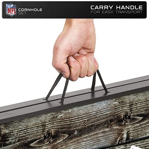 NFL Pro Football 2 'x 3' MDF Wood Deluxe Cornhole definido por esportes selvagens, vem com 8 sacos de feijão - perfeito para porta traseira, ao ar livre, quintal