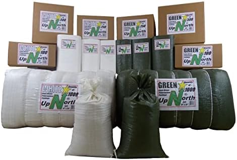 Sacos de areia UPNORTH - Caixa de 100 - Sacos de areia de polipropileno de tecido vazio com laços, com proteção UV; Tamanho: 14 x 26,