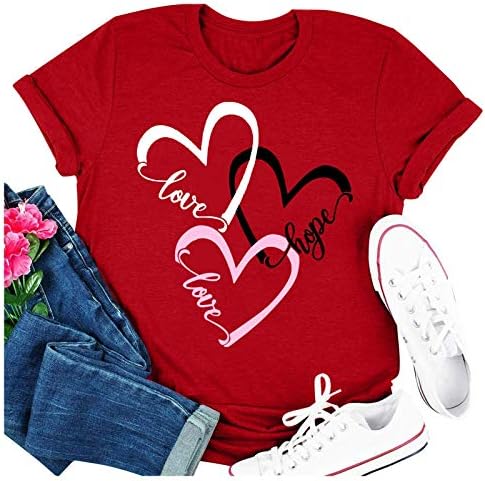 Bloups for Women Casual, Lady Valentine's Day's Love Impred Tee camise