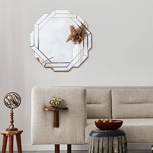 Espelho hexagono hexagono sem moldura Weysat com espelho montado na parede com borda polida chanfrada moderno espelho decorativo