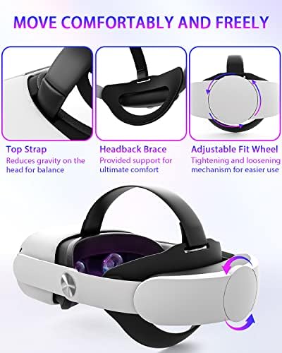 Alça da cabeça para Oculus Quest 2: Headstrap de niucoo ajustável para o balanço de peso Oculus Quest, suporte aprimorado e conforto