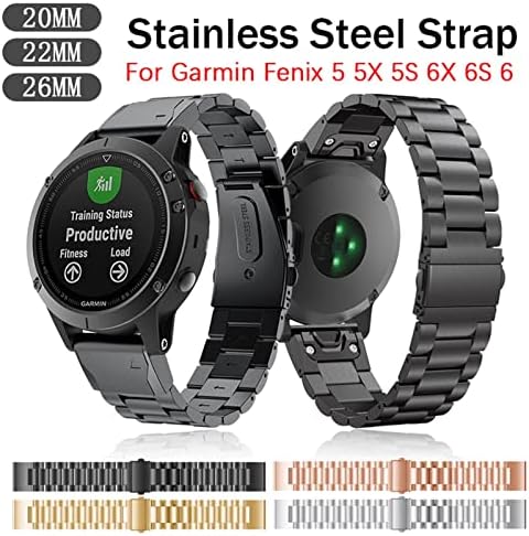 Coepmg 26 22 Relógio de 20 mm para Garmin Fenix ​​6 6x Pro 5 5x mais 3hr Banda de aço inoxidável Fenix6 Fenix5 RELISÃO