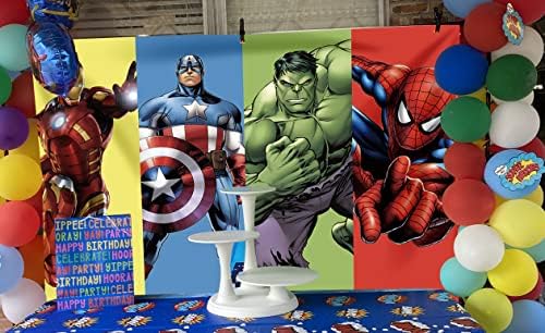 Hero Backdrop for Boy Birthday Party Super City Red Hero Anime Iron Photography Backgrody