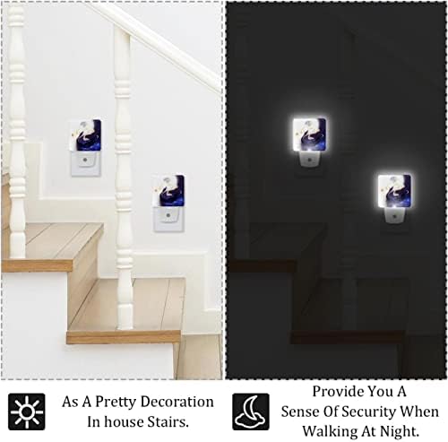 Rodailycay sensor leve leve Yin Yang Fish, 2 pacotes de luzes noturnas se conectam na parede, luz noturna de LED branco quente para viveiro, quarto, banheiro, corredor, quarto infantil, escadas