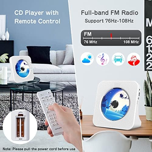 CD Player CD Player com alto -falantes CD Players para casa Bluetooth 5.0 com controle remoto kovcdvi com tampa de poeira