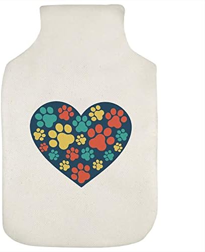 Azeeda 'Paw Print Heart' Hot Water Bottle Bottle
