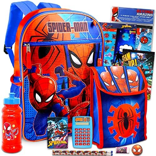 Marvel Spiderman Backpack for Kids, crianças pequenas - pacote com mochila Spiderman de 16 polegadas, além de lancheiras do
