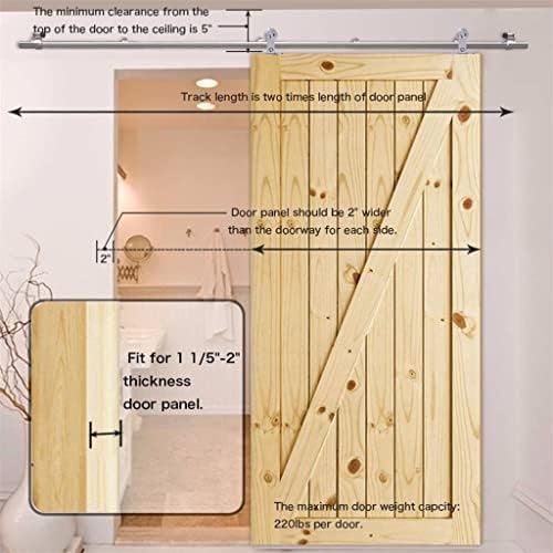 YGQZM 4-9,6 pés em forma de T em forma de T Silver aço inoxidável Puerta Corredera Kit de hardware de porta deslizante