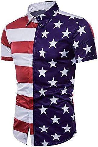 Grajtcin mardi gras imprimir camisa de manga curta American Bloit Button Down Down Camisetas 4 de julho Camisas patrióticas para homens