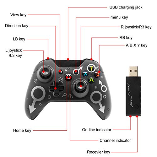 Sehawei Wireless Controller para Xbox One, 2,4 GHz Bluetooth Game Controller Plug and Play, Bluetooth Remote Remote