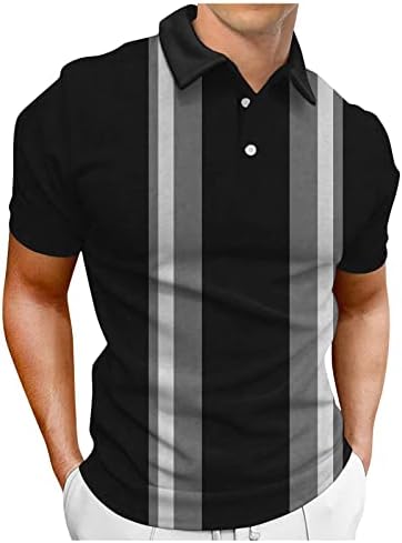 Camisas para homens, camisa masculina camisa de golfe retro cor ao ar livre mangas curtas de botão de botão de impressão