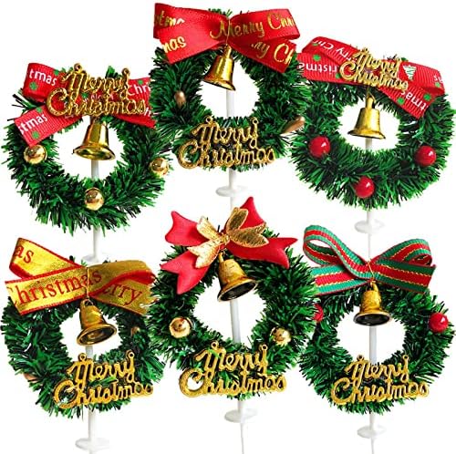 NC Christmas Cake Decoration Plug-in Cartão da árvore de Natal Ornamento Ornamento Wreath Bell Ribbon Sobessert Supplies 10Christmaswreathsno.3