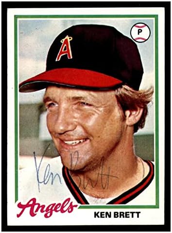 Ken Brett 1978 TOPPS #682 Anjos autografados 81607 - Cartões autografados de beisebol cortados