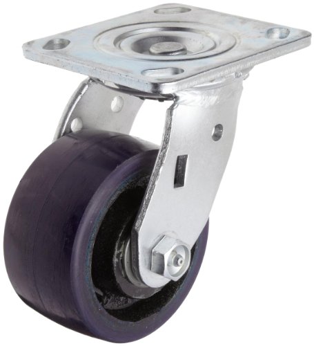 Economia RWM Casters 52 Caster de placa da série, giro, uretano na roda de ferro, rolamento de rolos, capacidade de 1050 libras, diâmetro