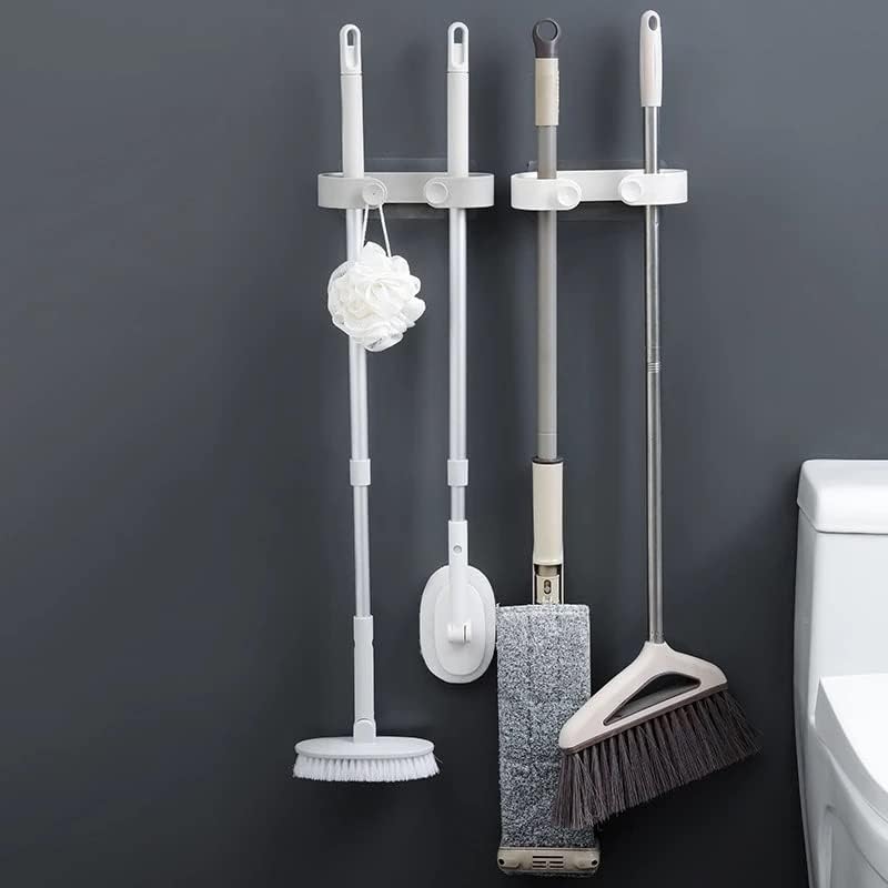 Slnfxc gancho rack rack multifuncional montado na parede sem perfuração auto-adesivo à prova d'água de pincel de vassouve de banheiro