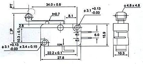 Interruptor de limite de berrysun 10pcs/lote novo micro roller longa alavanca braço de alavanca normalmente abre o interruptor limite de fechamento