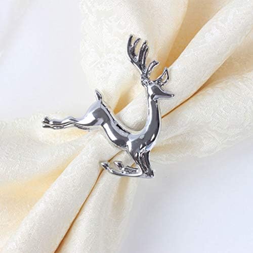 Doitool 1pc Christmas Elk Deer Rings Silver elegante anéis de guardanapo para a mesa de jantar Recepções de casamento