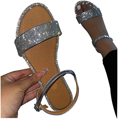 Sandálias pgojuni para mulheres de verão elegante, sandálias de planícies para mulheres.
