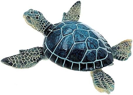 Globe importa estatueta de resina azul de tartaruga marinha, decoração externa interna, 5,5 polegadas de largura