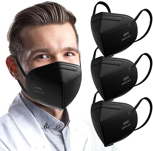 Máscaras de face topmax kn95 50 pacote, eficiência de filtro≥95% máscaras descartáveis, máscaras de rosto respiráveis, preto