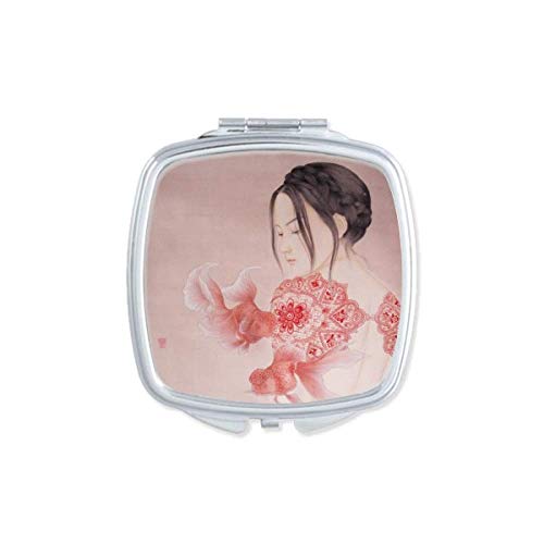 Corte de papel beleza pintura chinesa espelho portátil composição de bolso compacto vidro de dupla face
