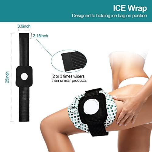 3 peças bolsa de gelo para lesões sacos de gelo reutilizáveis ​​com embrulho ajustável, embalagem de gelo para terapia fria e quente e alívio da dor para lesão na perna do joelho, 3 tamanhos, 11 polegadas, 9 polegadas, 6 polegadas