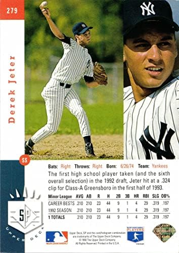 1993 Upper Deck SP Baseball 279 Derek Jeter Rookie Card