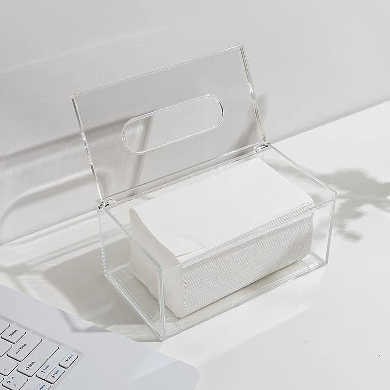Caixa de lenço de lenço danciwood acrílico clempo de tecidos transparente Organizador de caixa retangular para banheiro