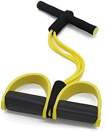 Bandas de resistência ao pedal de Zhihui, corda elástica, corda de tensão multifuncional, equipamento de musculação, banda de resistência ao pedal de 4 tubos para abdômen/braço/ioga Alongamento de treinamento esbelto