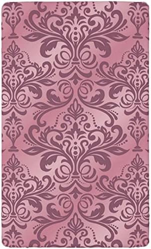 Folhas de mini berço com temas vitorianos, mini-berço portáteis lençóis de berço macio de colchão de colchão macio lençóis de berço para menino ou menino, 24 x38, rosa seco escuro