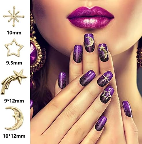 Jerclity 40 peças Lua e encharms de unhas de estrela Golds de unhas de ouro para as unhas jóias lunar star encantos para unhas unhas