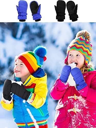 Cetinior 2 pares crianças neve luvas de neve luvas de esqui impermeáveis ​​de inverno luvas de neve espetada para meninos meninos