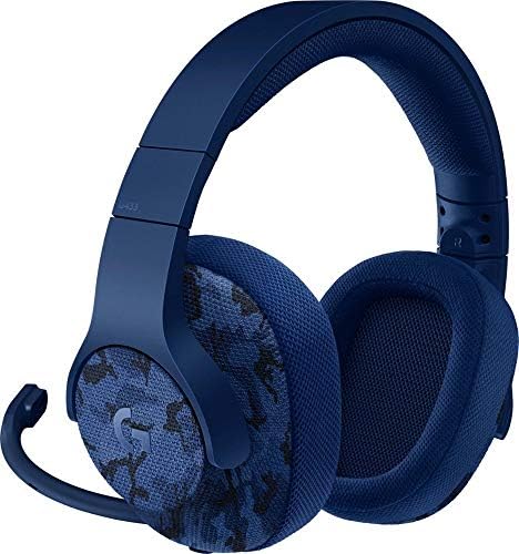 LOGITECH G433 7.1 fone de ouvido com fio com fone de ouvido DTS: x 7.1 Surround for PC, PS4, Pro, Xbox One, S, Nintendo Switch - Camo azul