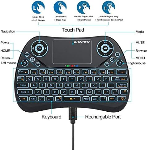 Ponybro Mini Teclado sem fio ＆ 4K@60Hz HDMI Switcher 5 em 1 Out compatível para PS4, Xbox, Blu-ray Player, Apple TV,