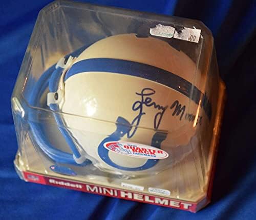 Lenny Moore JSA CoA Autograph NFL Football Colts Mini capacete assinado