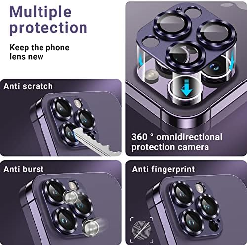 Protetor de lente da câmera Korecase [2 pacote] para iPhone 14 Pro Max/ iPhone 14 Pro Metal Tempered Glass Camera Camine