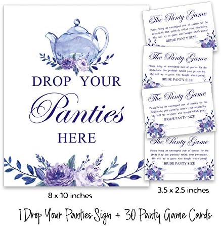 Inkdotpot White Drop Your calcties Bachelorette Party Panty Game Floral Tea Party Bridal Shower Game 1 Sign+ 30 Tamanho