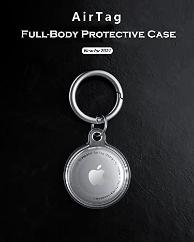 [4 pacote] Caixa de TPU suave compatível com Apple Airtags 2021, Clear Protective Anti-arranhão tampa à prova d'água com anel de chave para o chaveiro do rastreador de Airtags