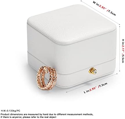 Woodten White White High-end de couro pu PU Anel de jóias Caixa de presente Microfiber Proposta de interior Caixa de anel