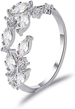 Mifynn Double Leaf Wrap anéis para mulheres anéis de zircão delicados ajustáveis ​​hipoalergênicos