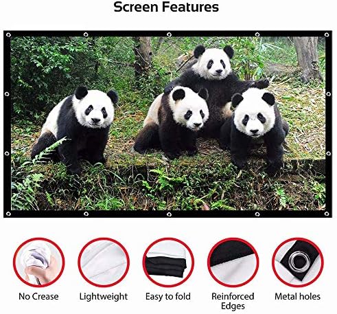 Telas de Liruxun para o projetor portátil, 60 100 120 polegadas 16: 9, tela de filme ao ar livre de poliéster para viagens home
