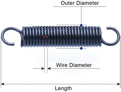 Mola haibing 5pcs aço pequeno diâmetro do fio da mola 1. mola de tensão de 2 mm com ganchos diâmetro externo 12 mm