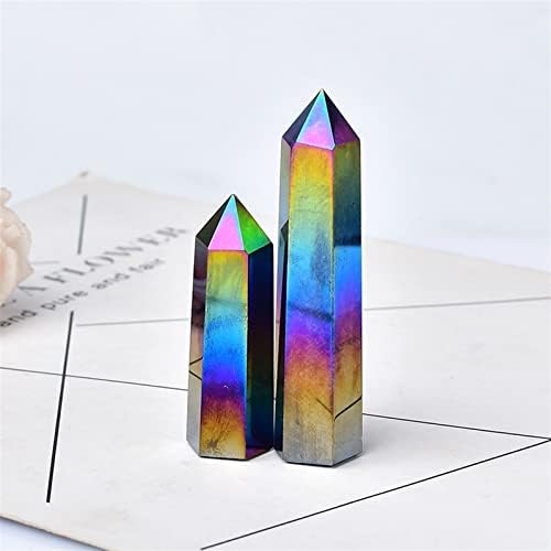 1pc Aura natural Obsidiana Crystal Point Eletroplicar a cura Energia Pedra Energia Branca Quartz Home decoração Reiki Tower