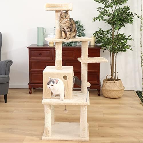 Gatinho sxnbh gato arranhando a árvore de post com mouse de brinquedo de nível superior para relaxar sisal de arranhões para brincar