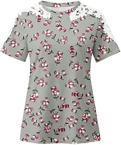 Tops for Women Lace Manga curta camisetas 2023 Camisas de túnica casual Casual Crewneck Tie Dye Tshirt Bloups