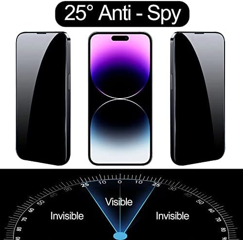 IVACHELL Compatível com iPhone 14 Pro Max Mirror Tela Protector Privacidade Vidro temperado Efeito espelhado Anti-Spy Caso Caso Anti-arranhão Anti-arranhão HD Film Clear Film 2
